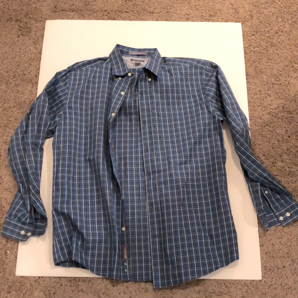 Men’s Western Button Down Shirt, Blue, Light Blue, Long Sleeved, Eddie Bauer